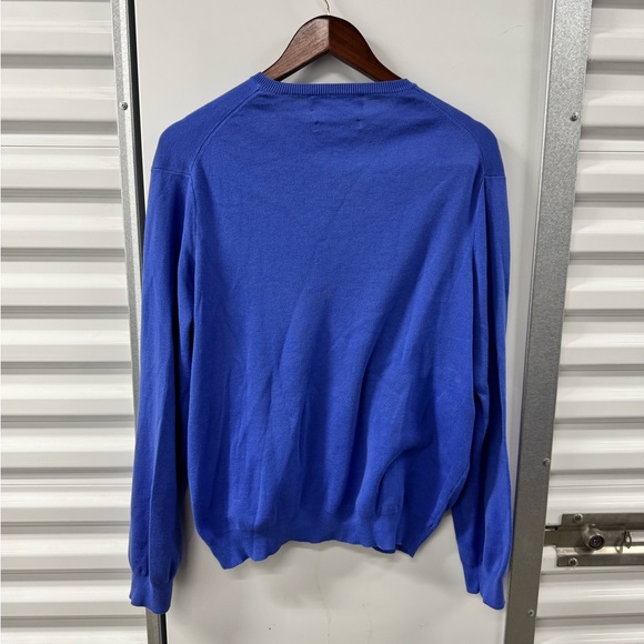 Vintage Polo Ralph Lauren V-Neck Sweatshirt Blue Mens Large Pima Cotton Preppy - Picture 3 of 5
